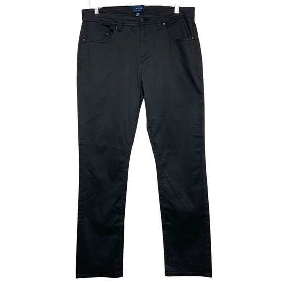 Jachs NY Straight Fit Black Pants Sz 32X32 5 Pockets Stretch Cotton Chino - Picture 3 of 15